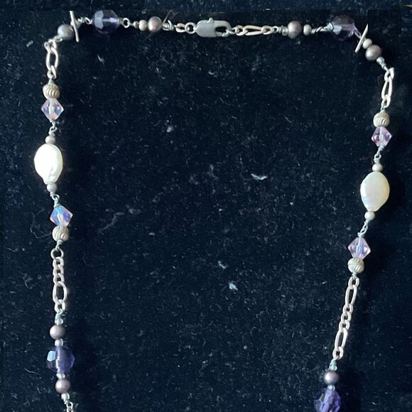 18"  genuine 3mm black Tahitian pearl Sterling silver necklace - Picture 3 of 4